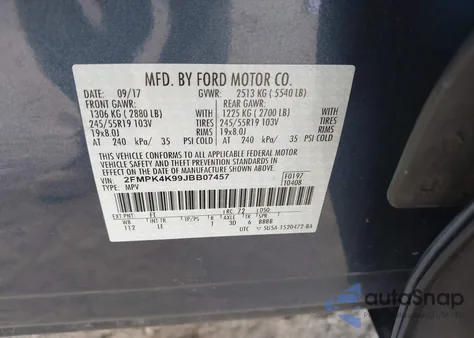 2018 Ford Edge Titanium из США, поврежденный, VIN 2FMPK4K99JBB07457